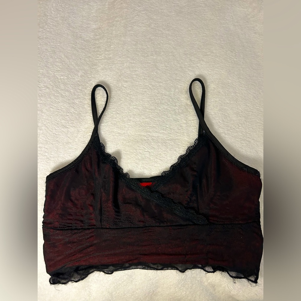 Red and black crop top
